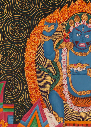 Ganapati Thangka Painting | Handmade Buddhist Sakya Red Ganesha