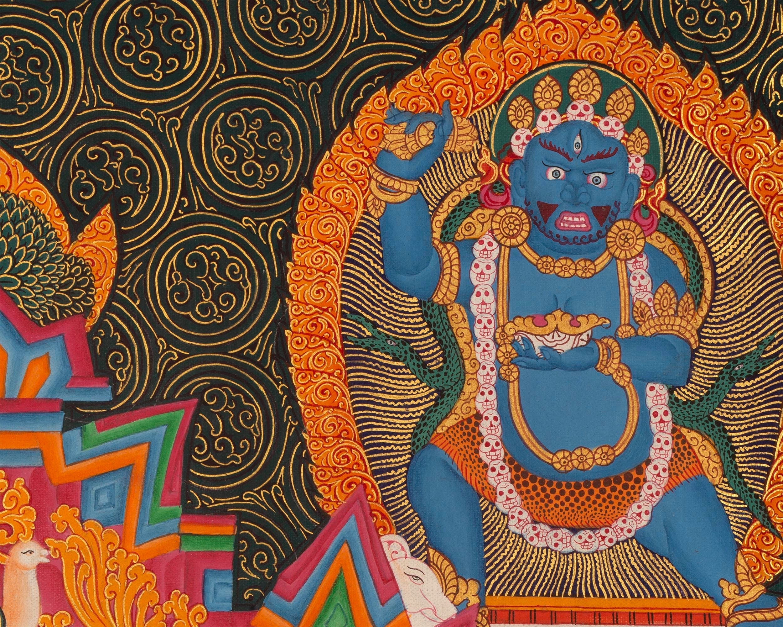 Ganapati Thangka Painting | Handmade Buddhist Sakya Red Ganesha