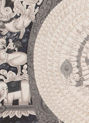 Avalokiteshvara Bodhisattva  | Black White Painting Thangka