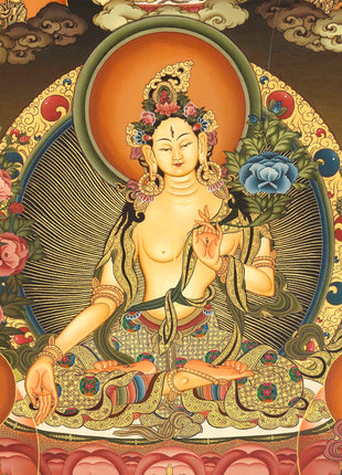White Tara Thangka | Tibetan Wall Art | Treasure for life