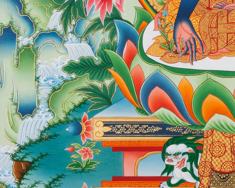 Medicine Buddha Handpainted Thangka | Bhaisajyaguru Himalayan Art