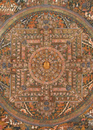 Vintage Buddhist Mandala | Hand Painted Tibetan Wall Decor
