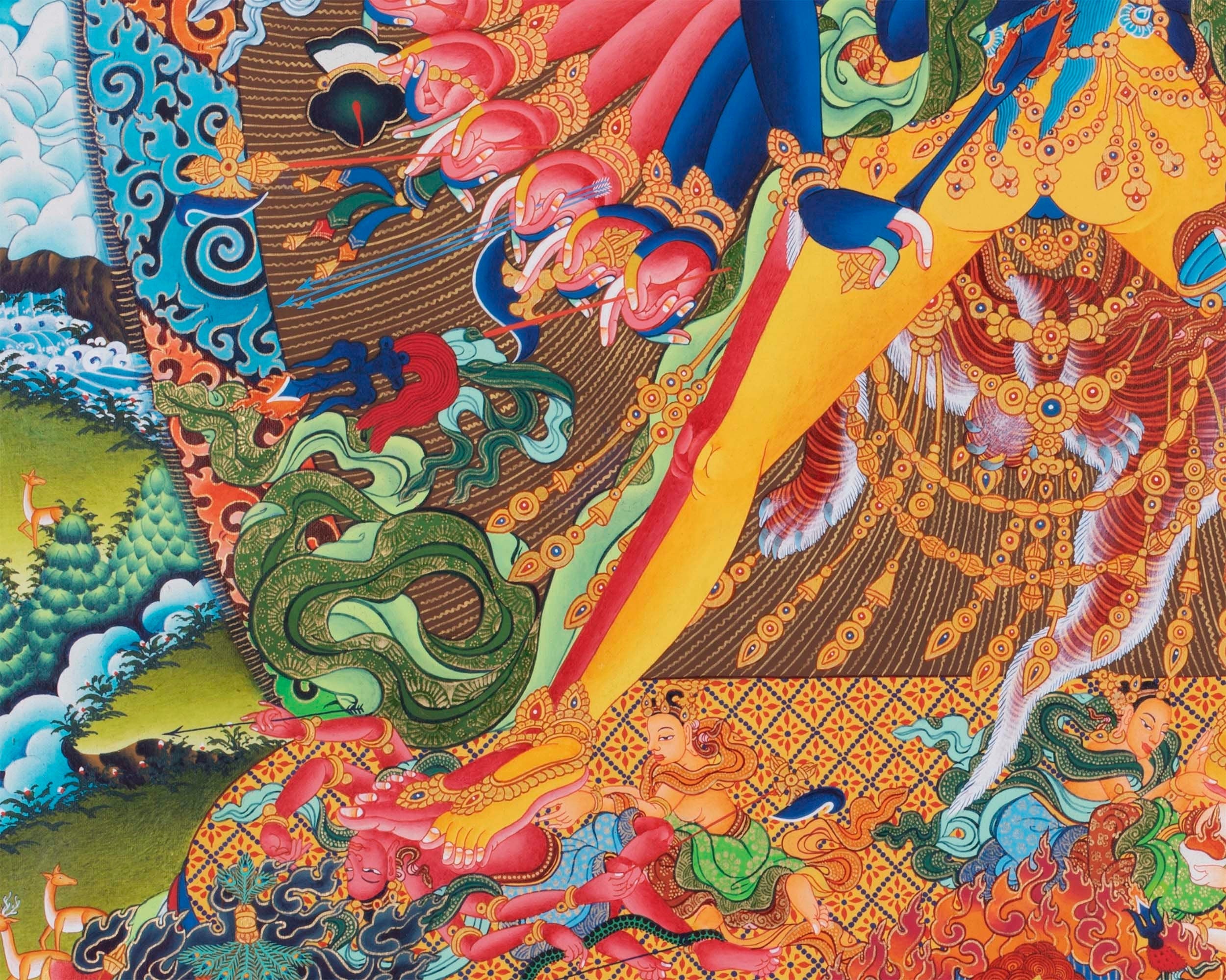 Yidam Kalachakra Thangka | His Consort Vishvamata | Handpainted Wall Decoration