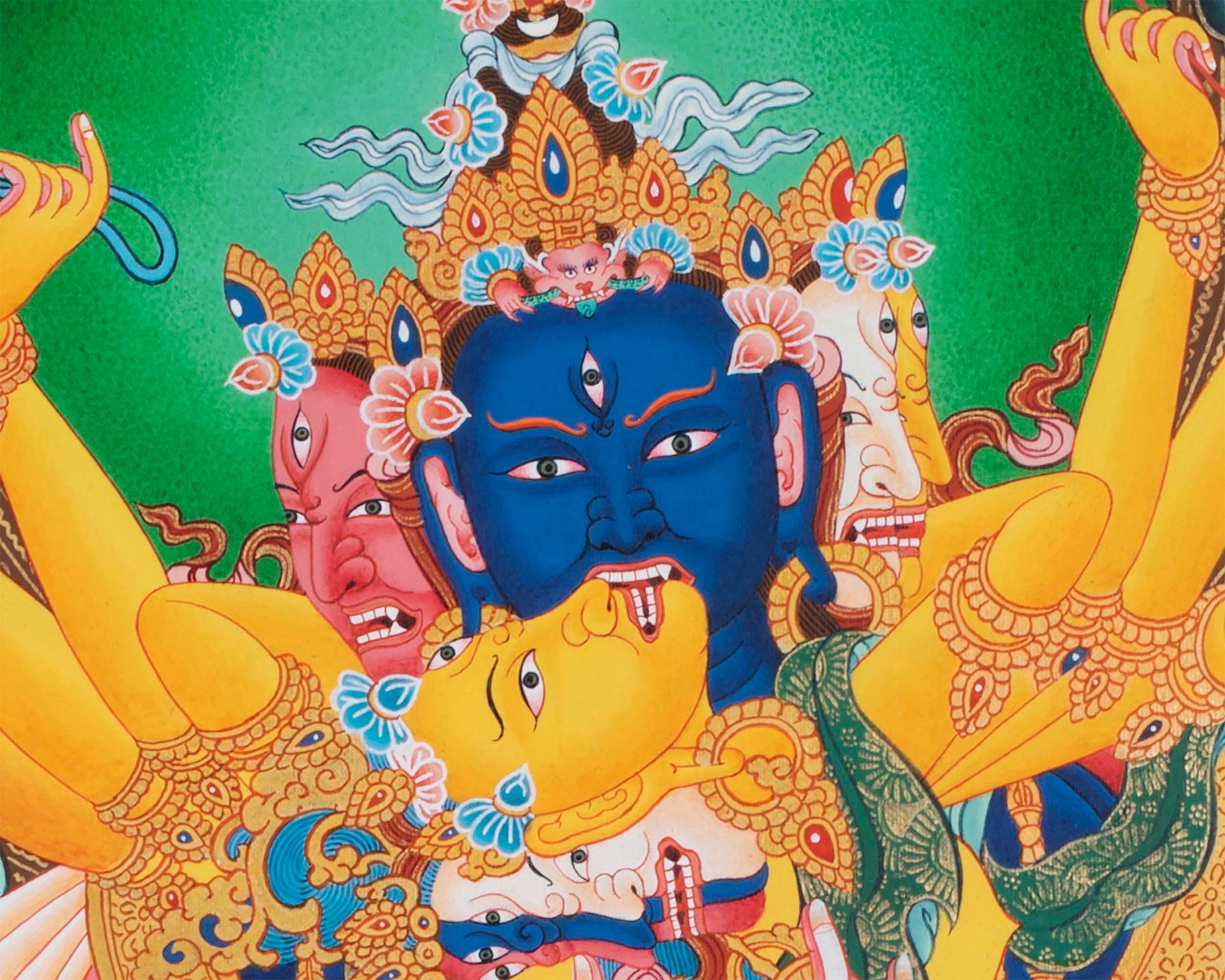 Yidam Kalachakra Thangka | His Consort Vishvamata | Handpainted Wall Decoration
