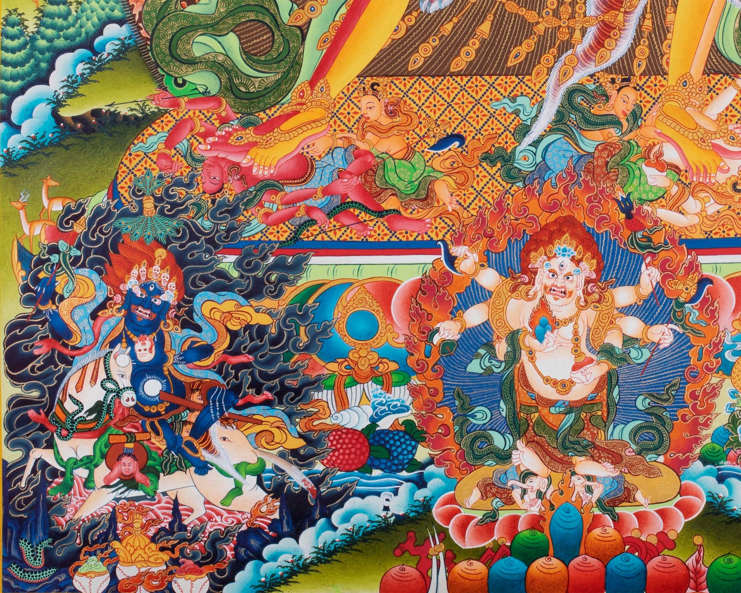 Yidam Kalachakra Thangka | His Consort Vishvamata | Handpainted Wall Decoration