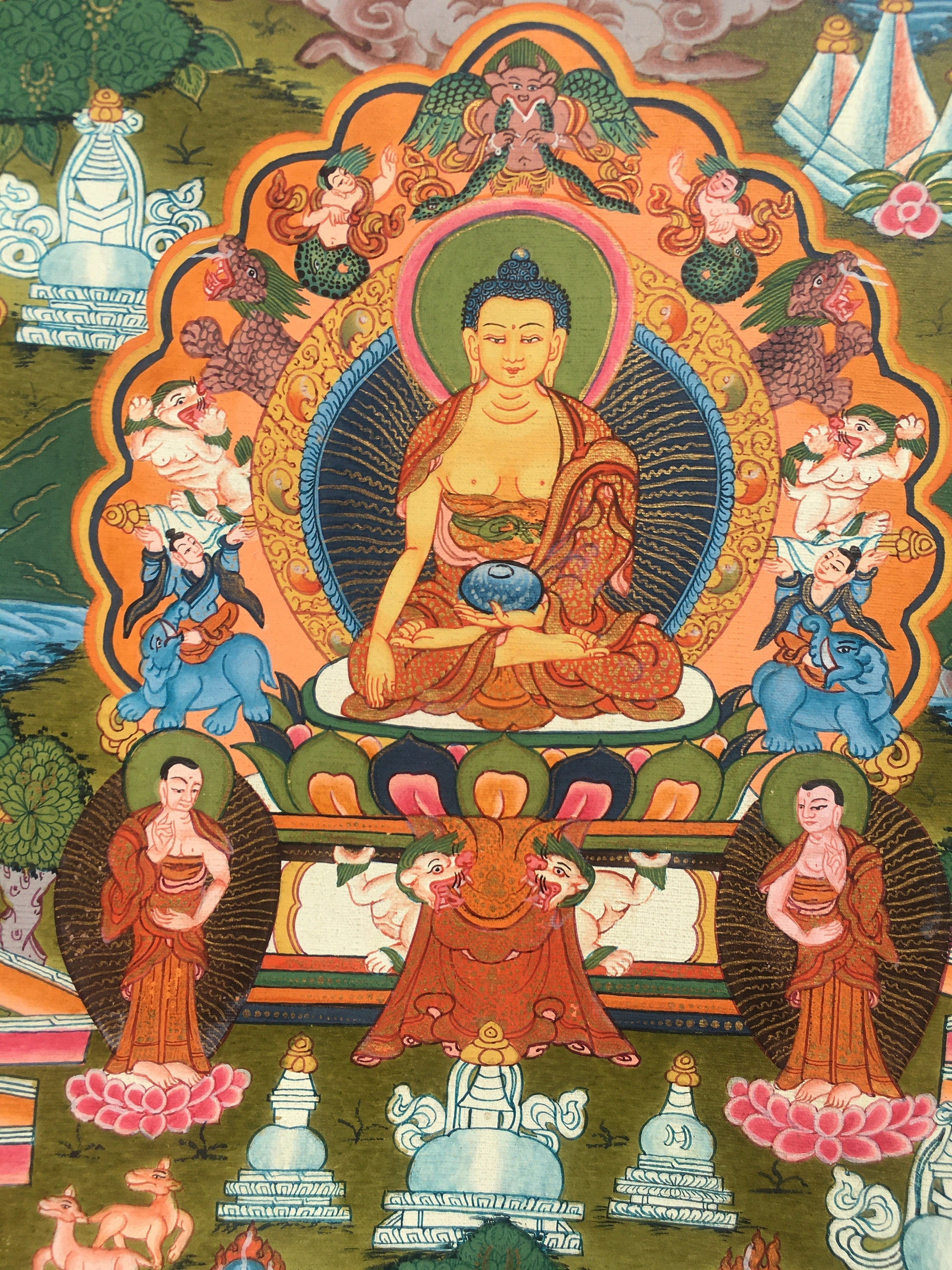 Small Sized Buddha Life Story | Original Hand-Painted Tibetan  Painting