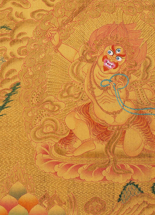 Shakyamuni Buddha Mandala Thangka with Pure 24k Golden  Embellishment | Wall Hanging Yoga Meditation Canvas Art | Spiritual Gift Idea