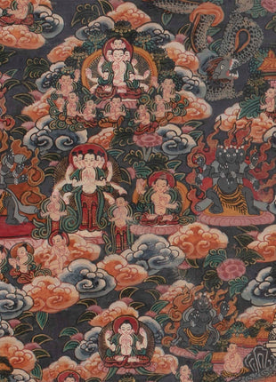 Vintage Mandala Thangka | Original Brocade Mounted Painting