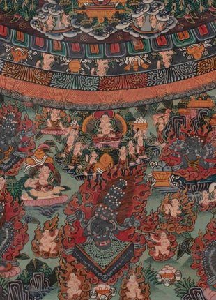 Vintage Mandala Thangka | Original Brocade Mounted Painting