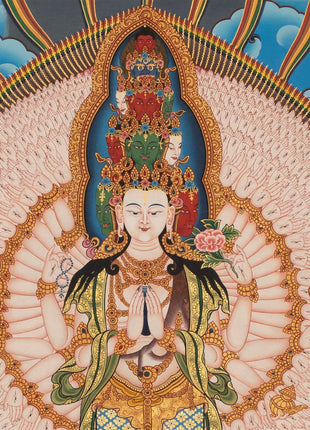 Chenresig Thangka | Buddhist Thangka Painting For Mediation | Religious Wall Decor