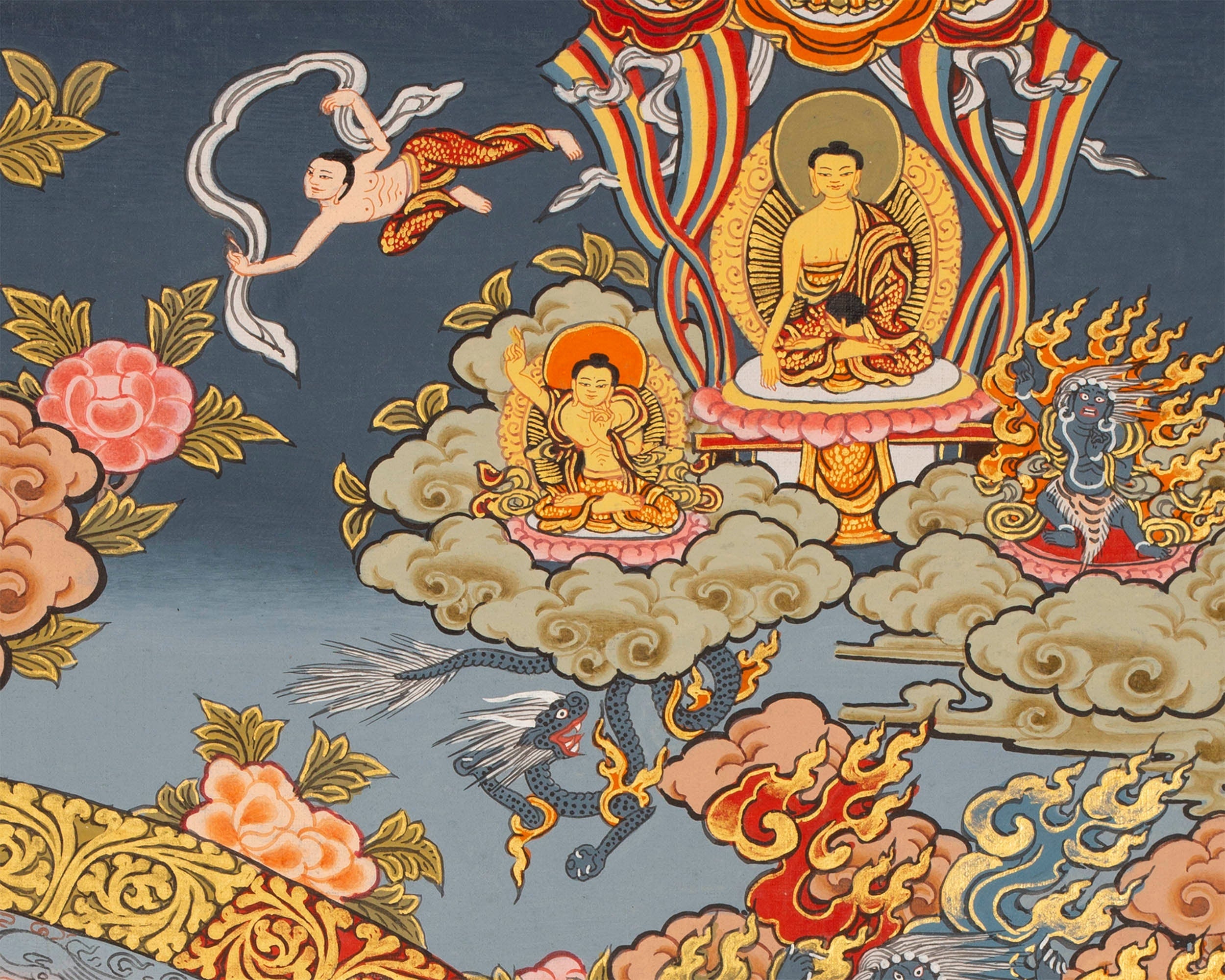 Traditional Mandala Art | Manjushri Thangka | Bodhisattva of Wisdom & Compassion