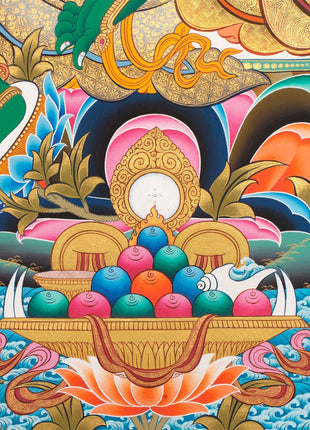 Goddess Green Tara Thangka | Cotton Canvas Hand Painting | Religous Wall Decor