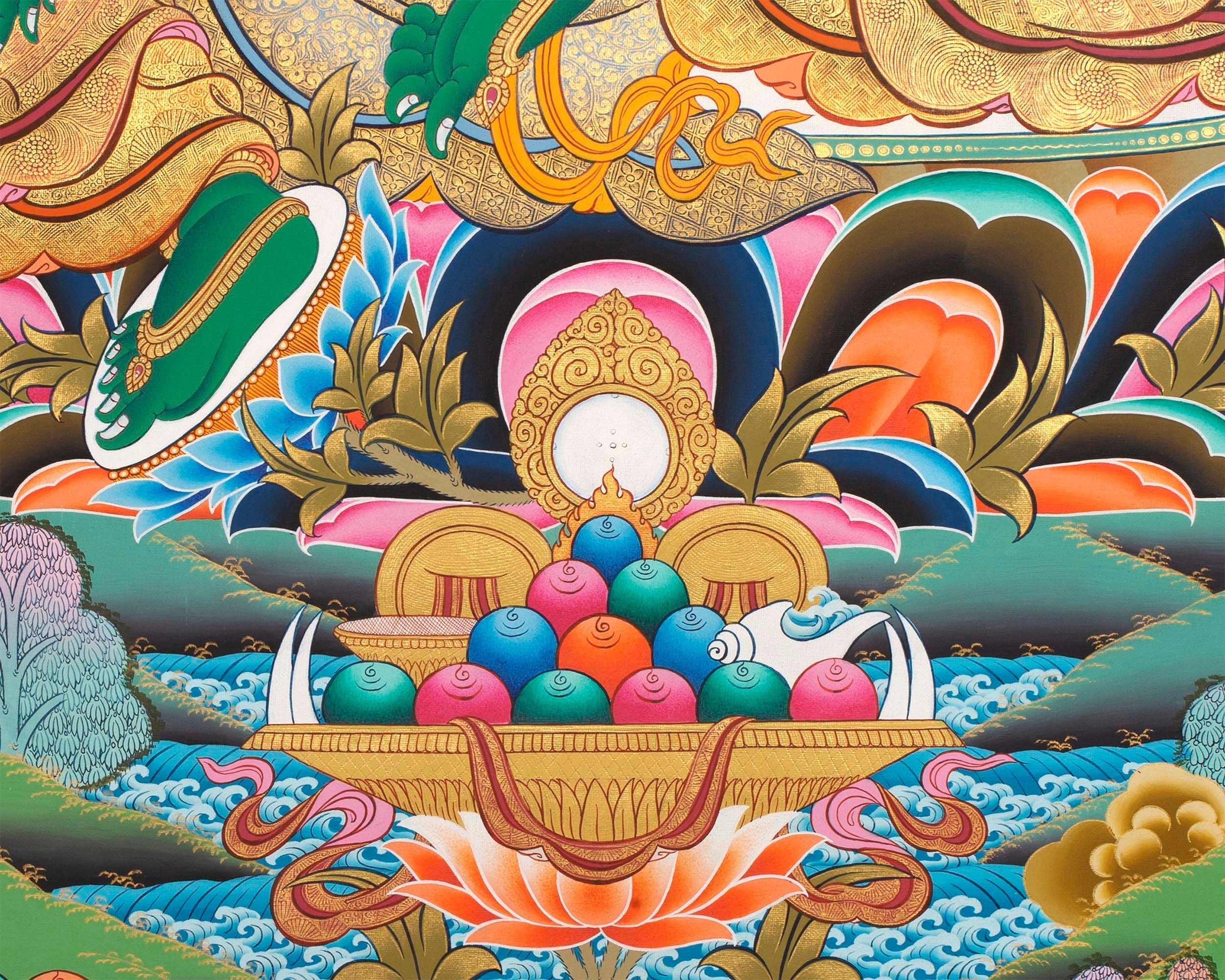 Goddess Green Tara Thangka | Cotton Canvas Hand Painting | Religous Wall Decor