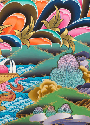 Goddess Green Tara Thangka | Cotton Canvas Hand Painting | Religous Wall Decor