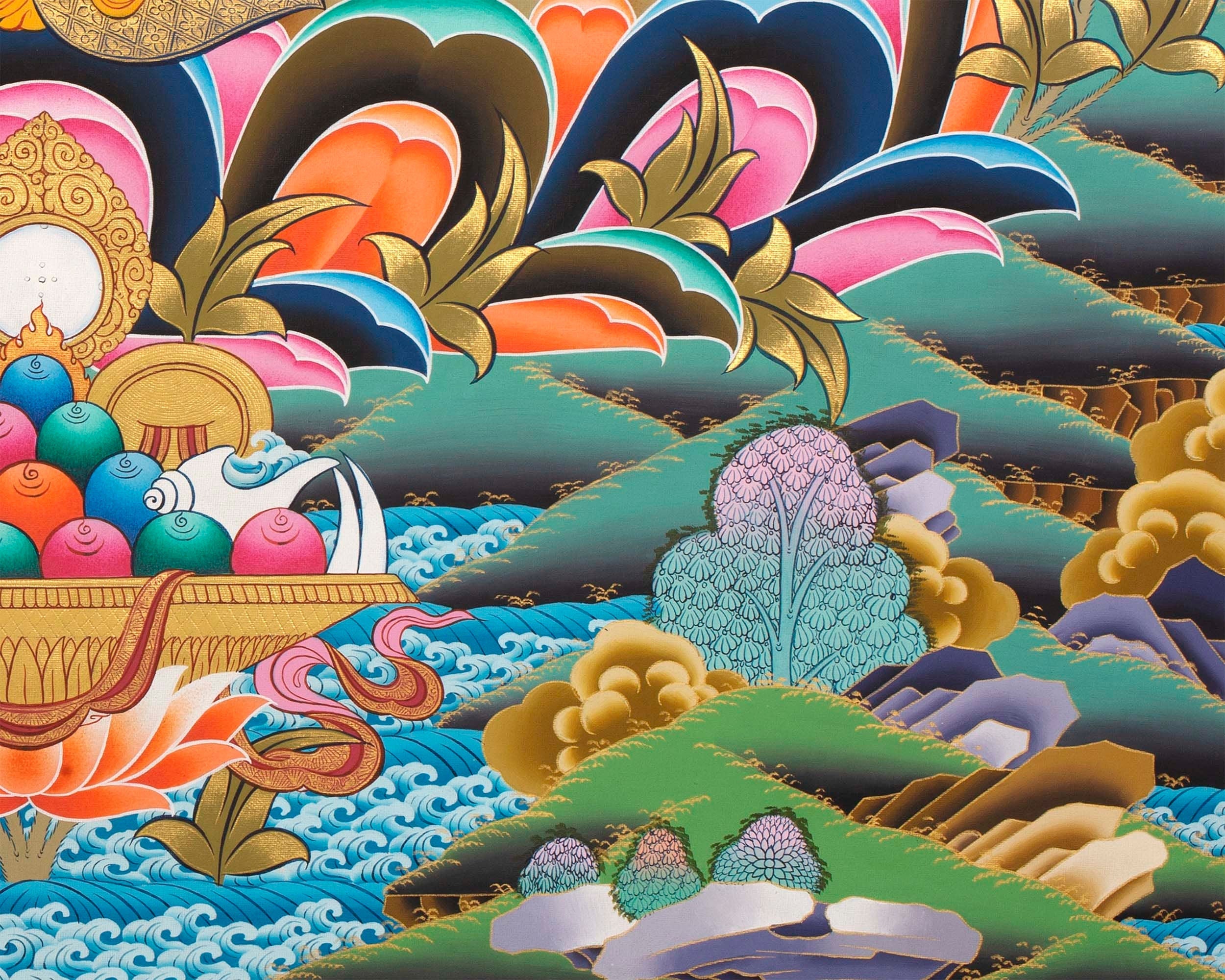 Goddess Green Tara Thangka | Cotton Canvas Hand Painting | Religous Wall Decor