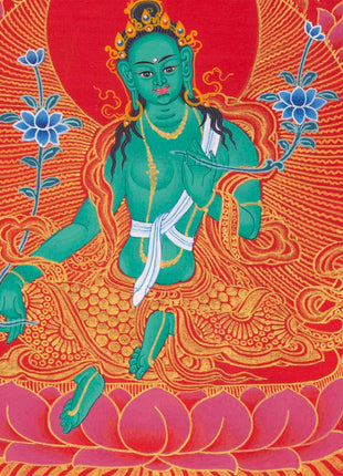 Goddess Green Tara Mandala Thangka | Healing Mandala Thangka | Perfect For Wall Decoration |