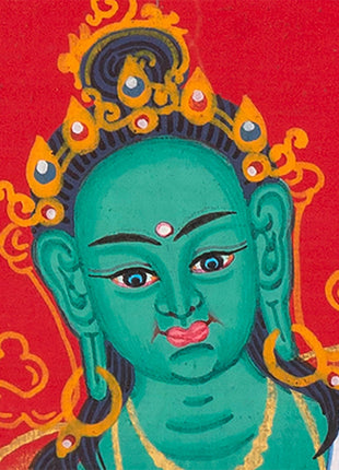 Goddess Green Tara Mandala Thangka | Healing Mandala Thangka | Perfect For Wall Decoration |