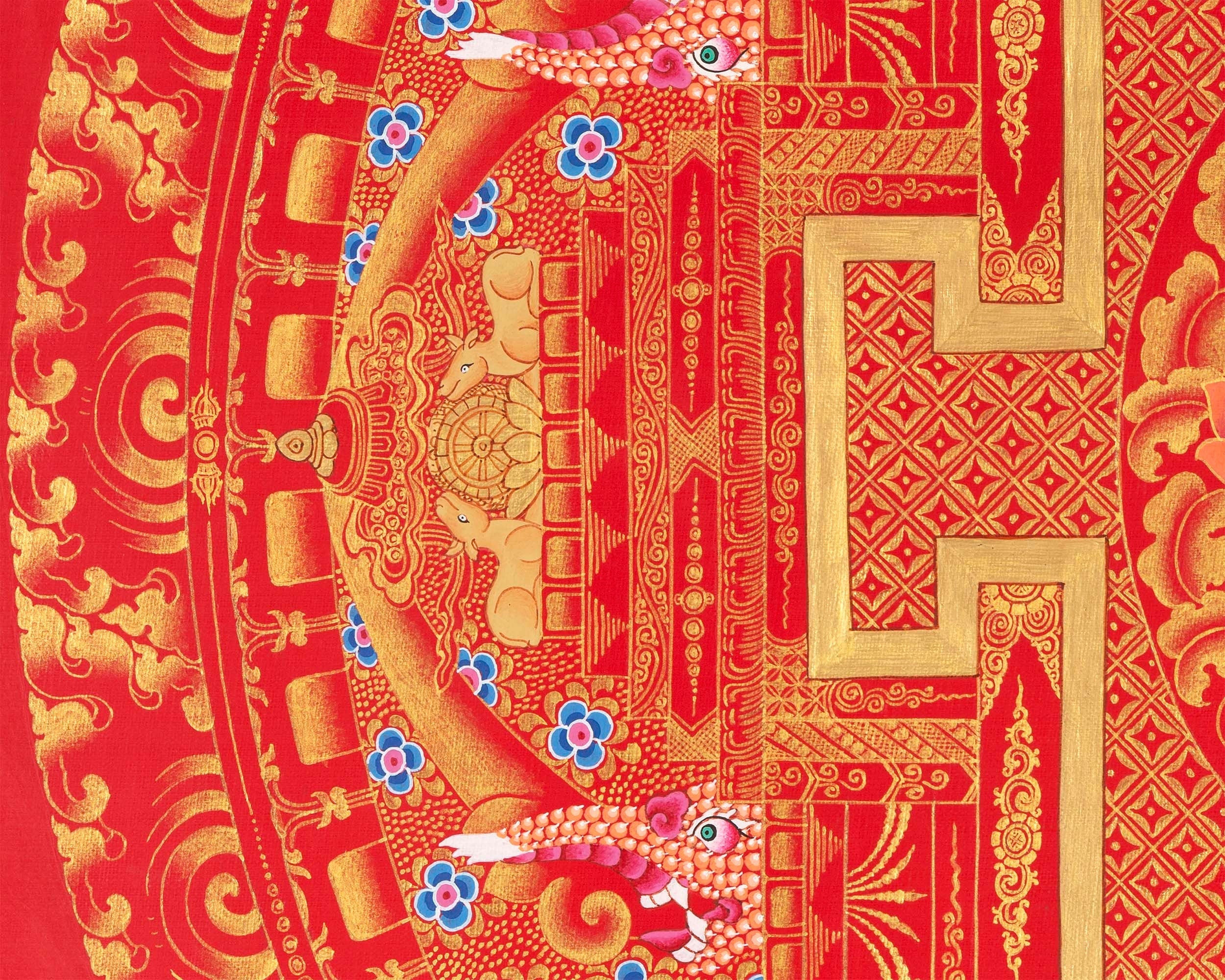 Jhambala Mandala Thangka  |  Spiritual Asian Art | Buddhist Crafts Decor