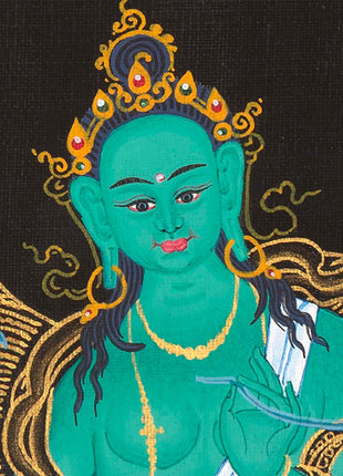 Green Tara Mandala Thangka | Wheel Of Time | Wall Hanging Religious Decor