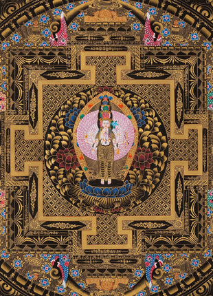 Avalokiteshvara Mandala |Wheel of Time Thangka | Kalachakra Mandala Wall Hanging