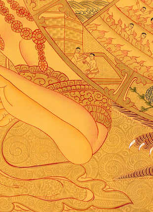 Wheel Of Life Thangka With Full Gold Painted | Wall Decoration Painting | Art Painting for Meditation and Good Luck to house