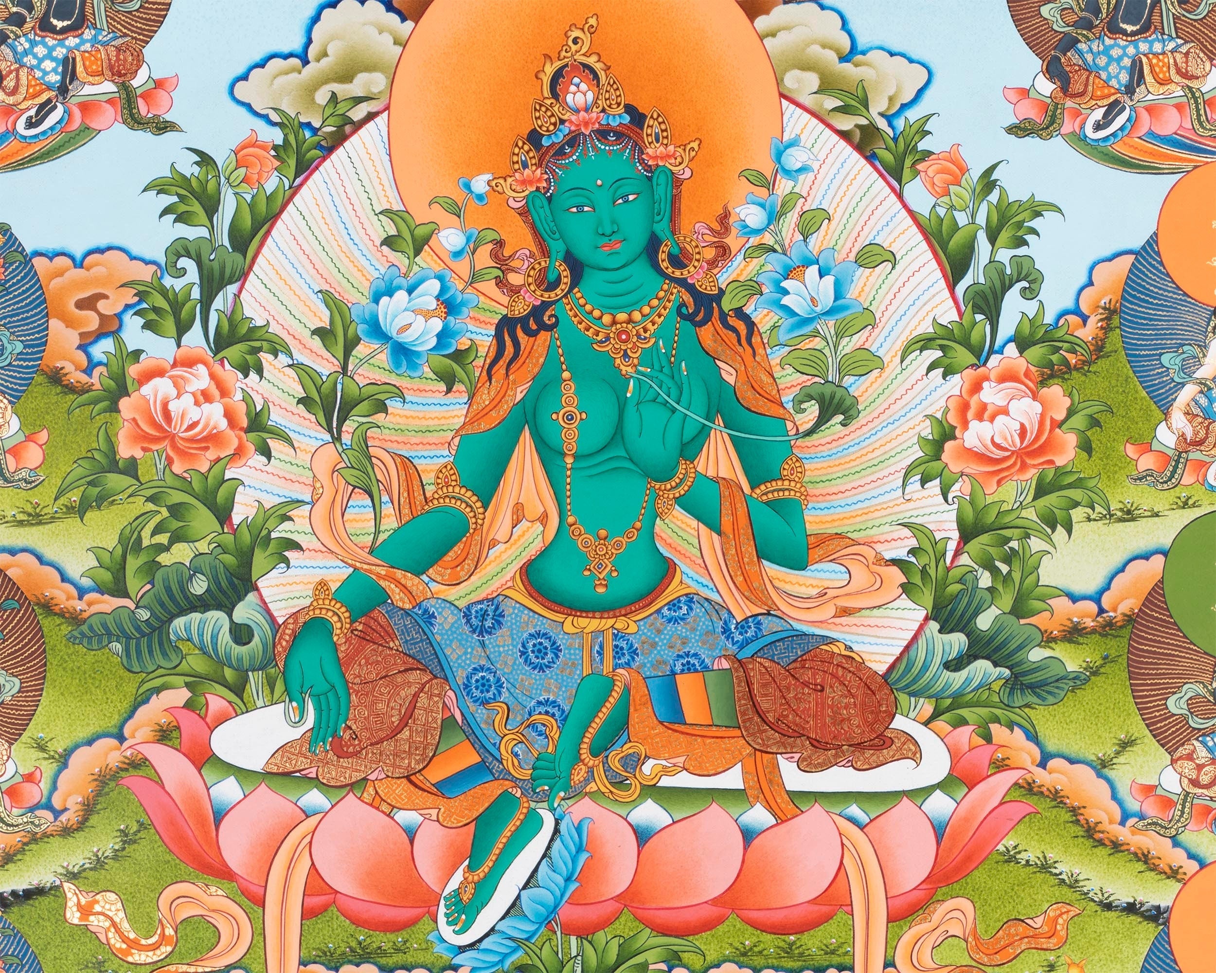 21 Tara Thangka | Religious Buddhist Handpainted Art | Wall Hanging Decoration