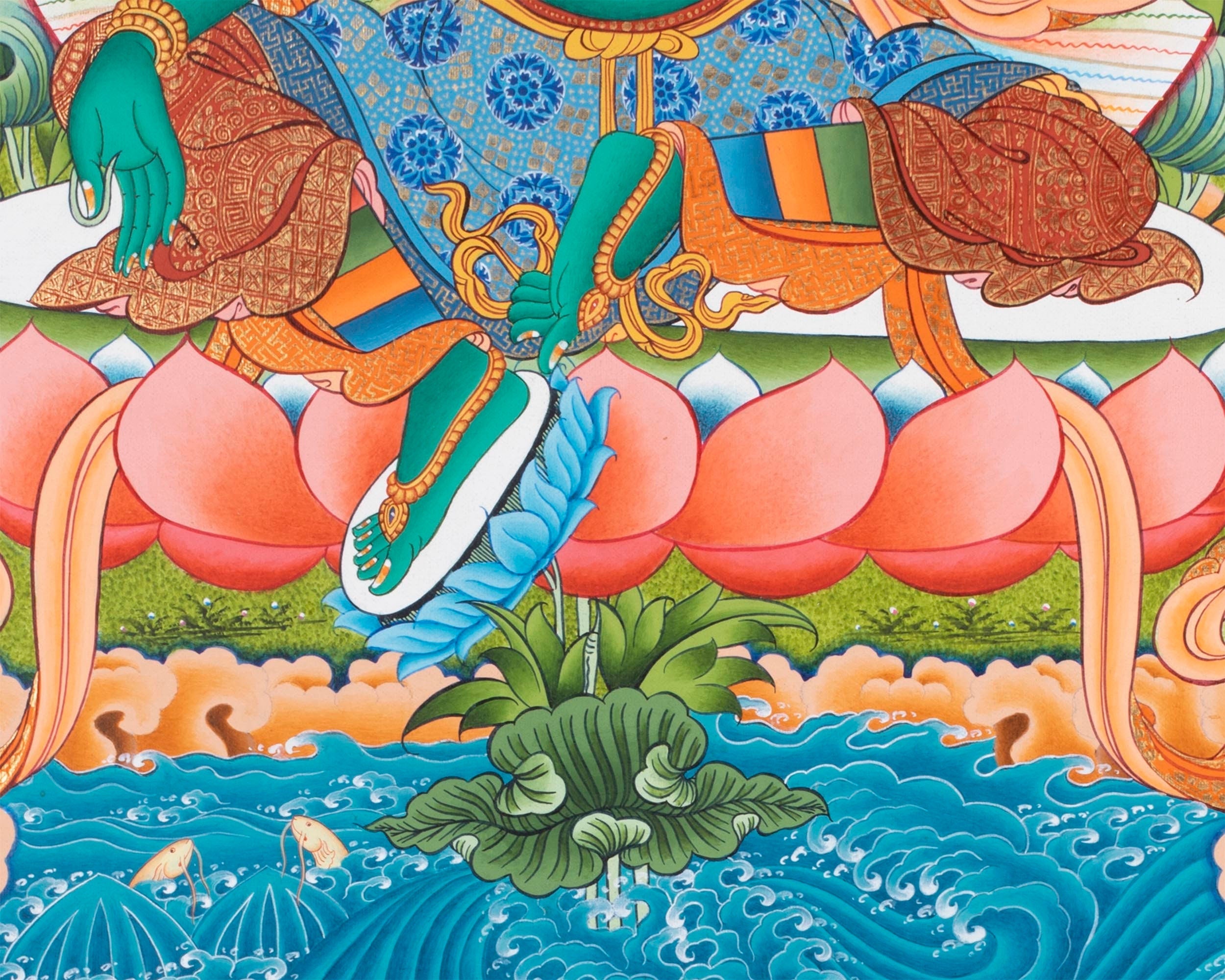 21 Tara Thangka | Religious Buddhist Handpainted Art | Wall Hanging Decoration