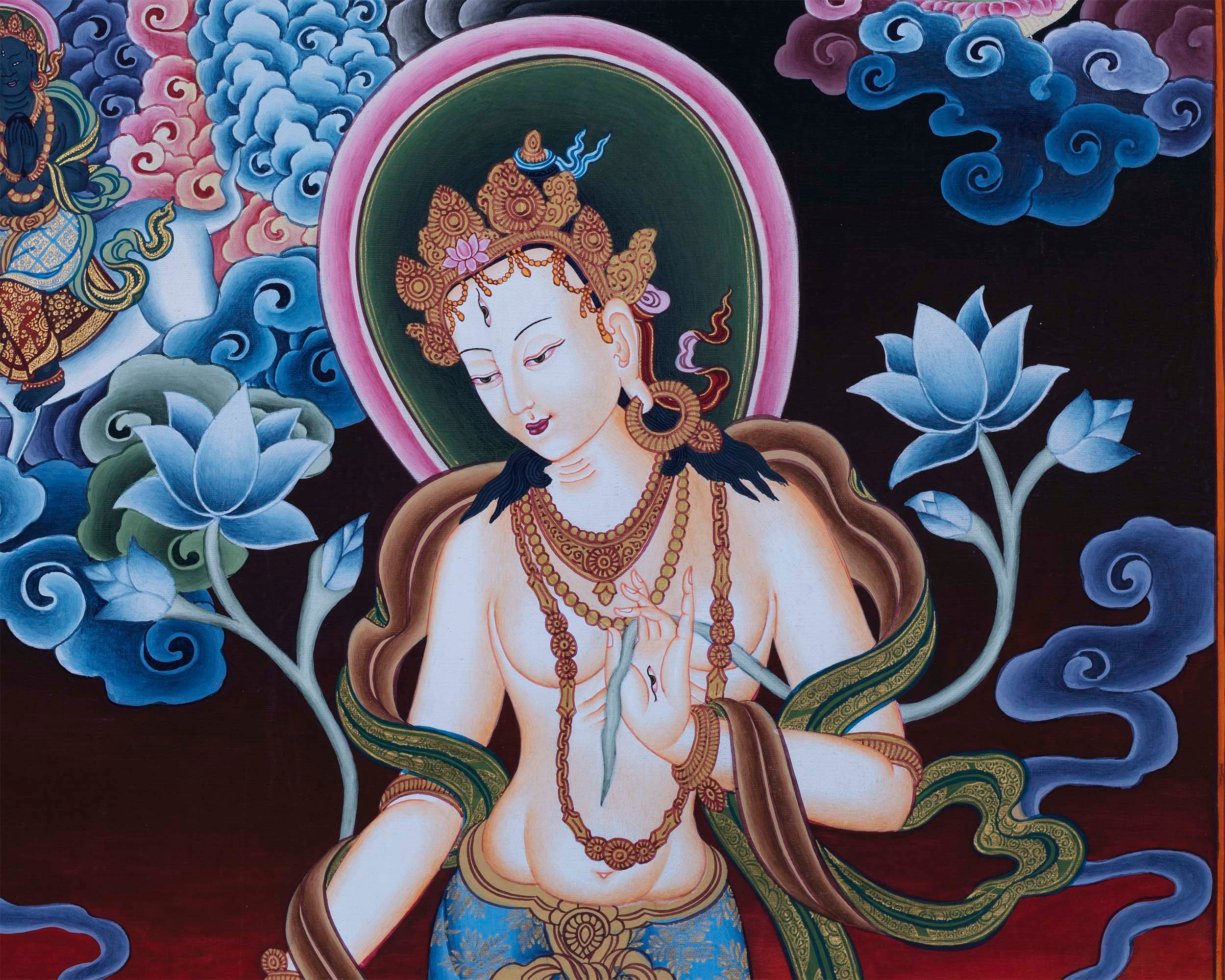 Standing White Tara Thangka | Goddess of Long Life