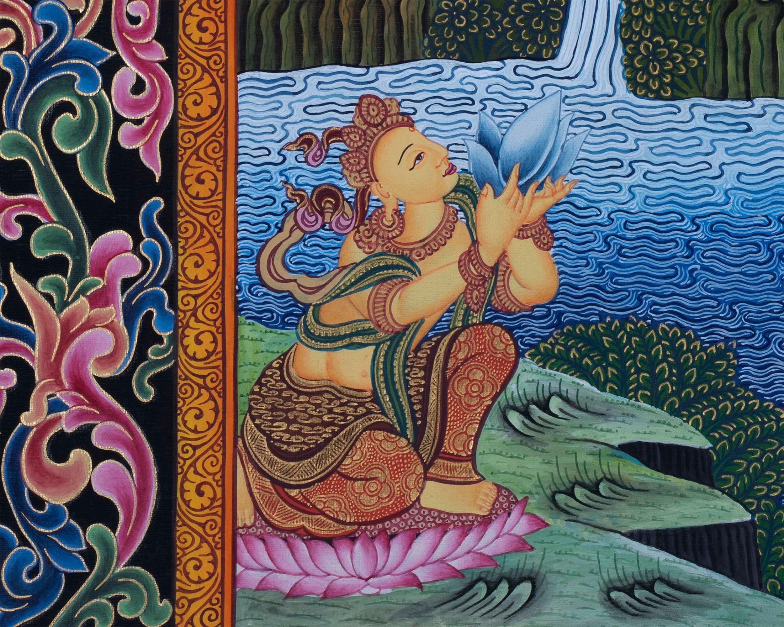 Standing White Tara Thangka | Goddess of Long Life
