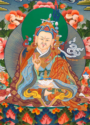 Guru Rinpoche Thangka | Eight Manifestation of Guru Padmasambhava |  Lotus Born Master of Buddhism | Thangka Painting for Meditation