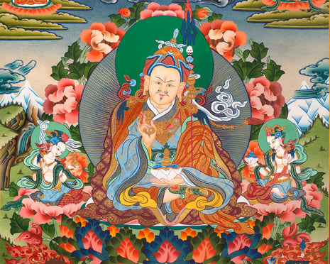 Guru Rinpoche Thangka | Eight Manifestation of Guru Padmasambhava |  Lotus Born Master of Buddhism | Thangka Painting for Meditation