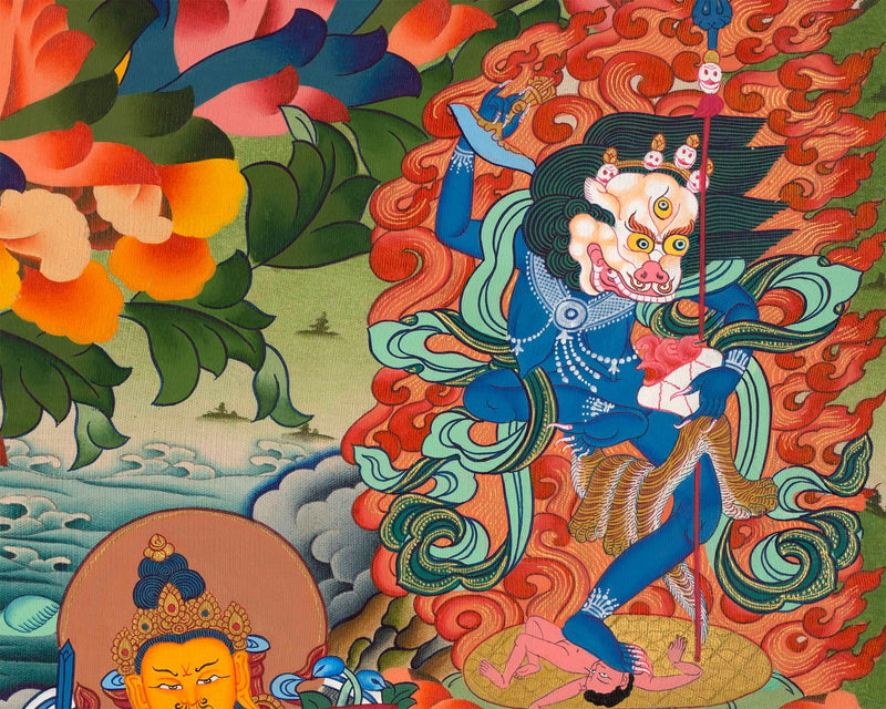 Guru Rinpoche Thangka | Eight Manifestation of Guru Padmasambhava |  Lotus Born Master of Buddhism | Thangka Painting for Meditation