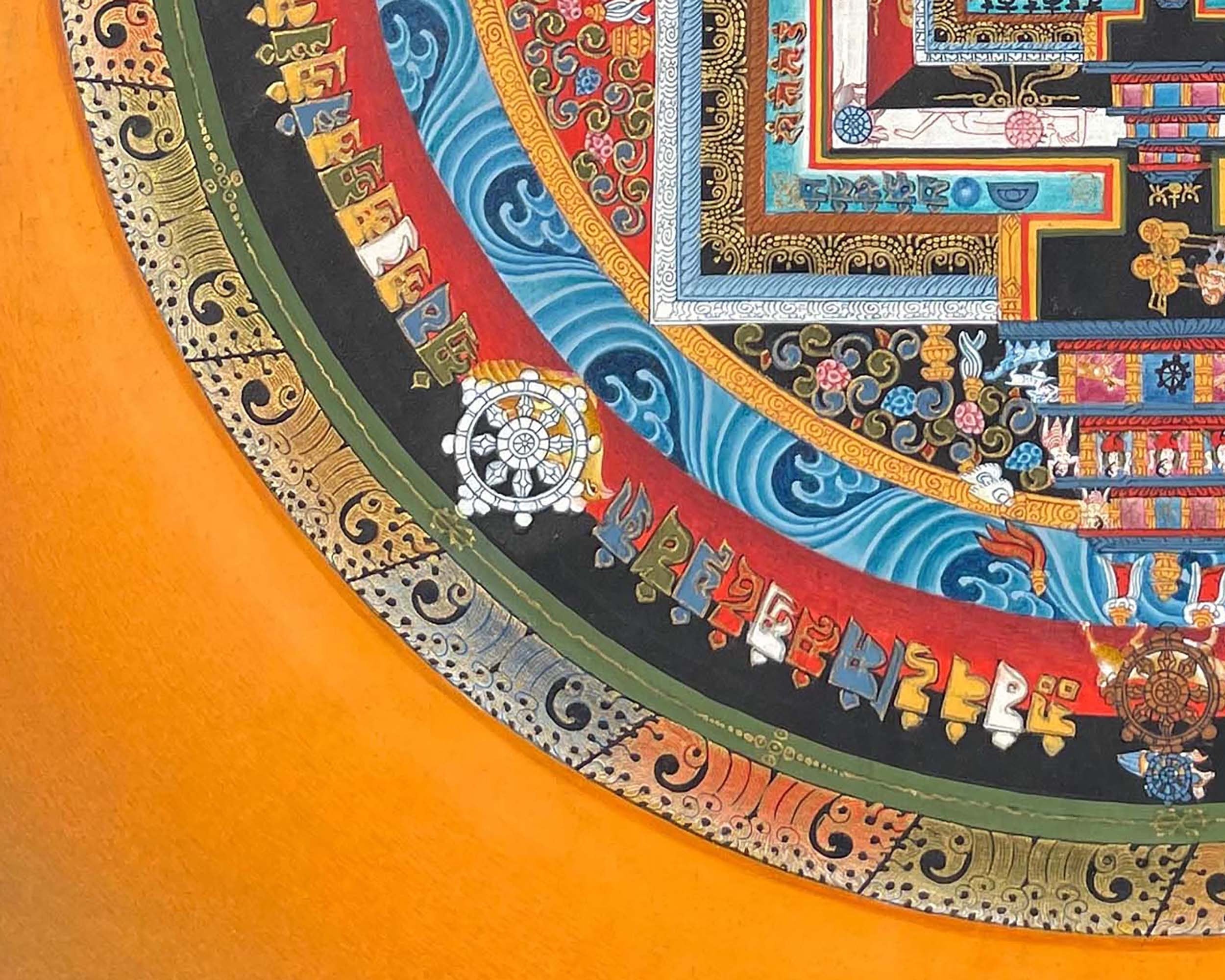 Kalachakra Buddhist Mandala Thangka | Rare Wheel Of Time Mandala for Buddhist Altar