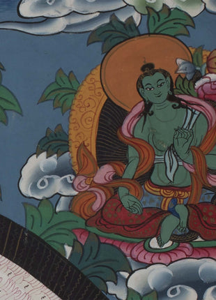 Vintage Arya Lokeshvara | Old Brocade mounted Chengrezig Thangka