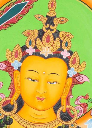 Manjushri Thangka  | Flanked By Avalokiteshvara And Vajrapani