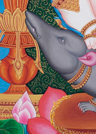 Newari Ganesh Original Buddhist Thangka | Buddhist and Hindu Deity Wall Hanging Art
