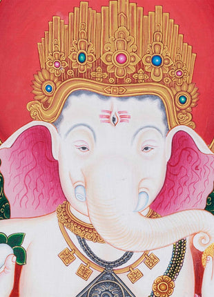 Newari Ganesh Original Buddhist Thangka | Buddhist and Hindu Deity Wall Hanging Art