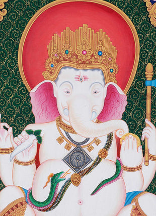 Newari Ganesh Original Buddhist Thangka | Buddhist and Hindu Deity Wall Hanging Art