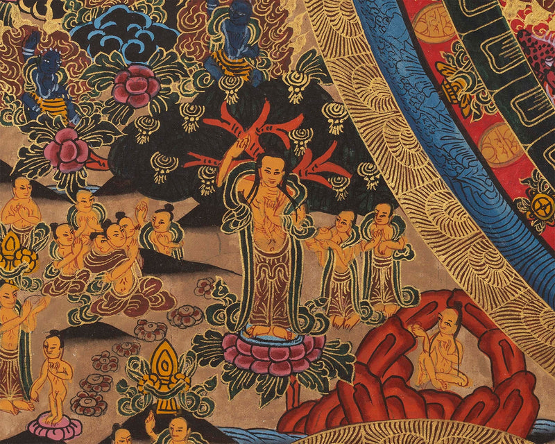 Traditional Mandala Thangka | Tibetan Buddhist Handpaint | Religious Wall Decor