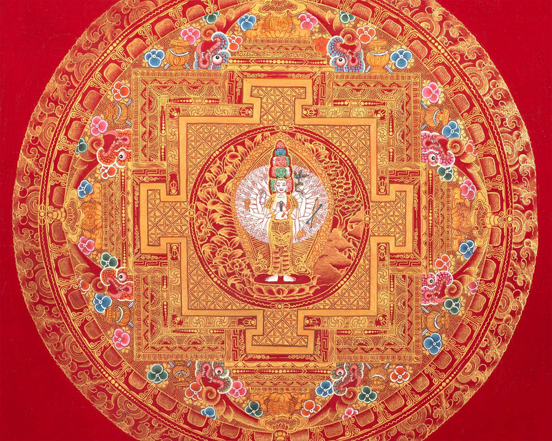 Avalokiteshvara Mandala Painting  |1000 armed Chenresig