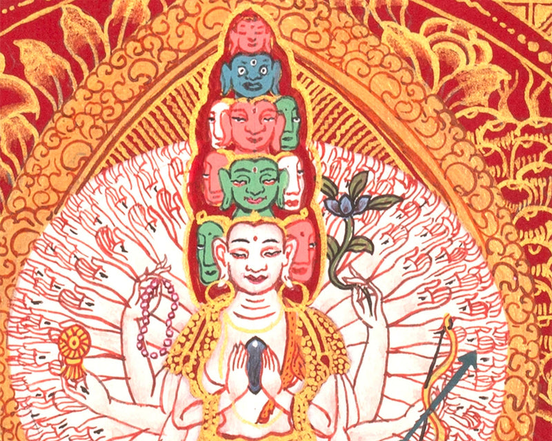 Avalokiteshvara Mandala Painting  |1000 armed Chenresig