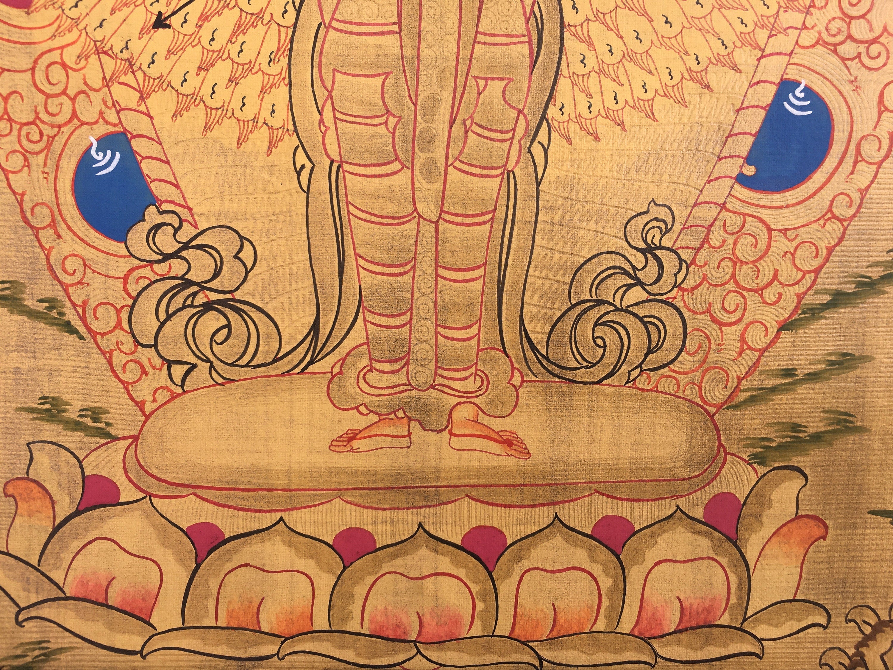 Avalokiteshavara Thangka Painting | CompassionTibetan Lokeshwor Art