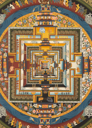 Green Kalachakra Mandala Thangka | Tibetan Buddhist Artwork | Wall Hanging Decoration