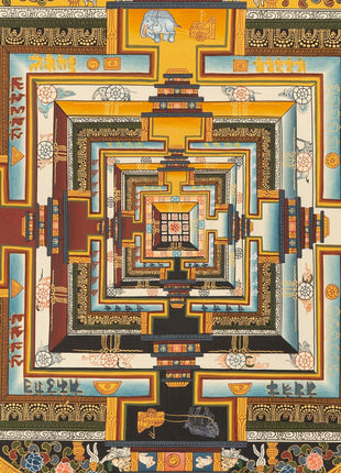 Green Kalachakra Mandala Thangka | Tibetan Buddhist Artwork | Wall Hanging Decoration