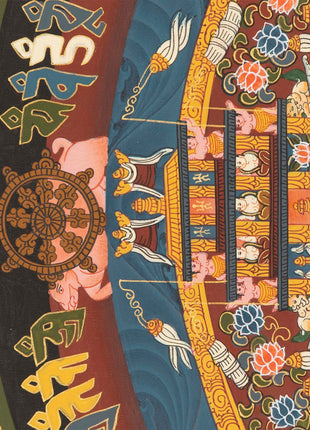 Green Kalachakra Mandala Thangka | Tibetan Buddhist Artwork | Wall Hanging Decoration