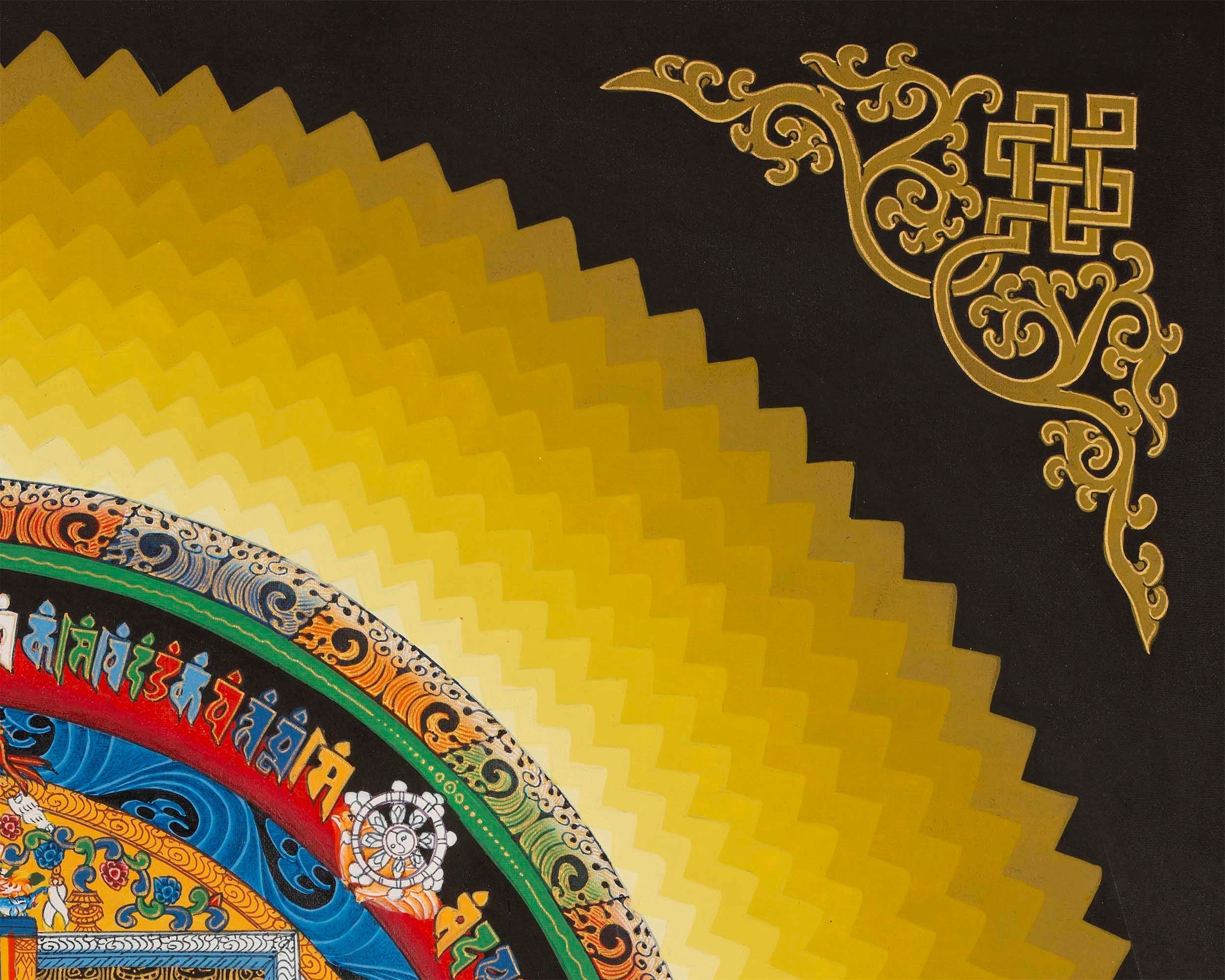 Round Halo Kalachakra Thangka | Tibetan Mandala Art | Wall Hanging Decoration