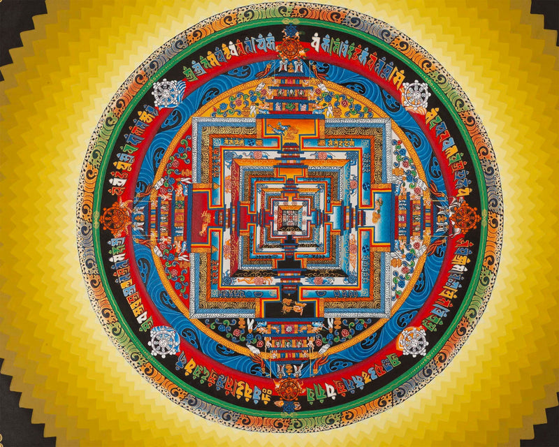 Round Halo Kalachakra Thangka | Tibetan Mandala Art | Wall Hanging Decoration