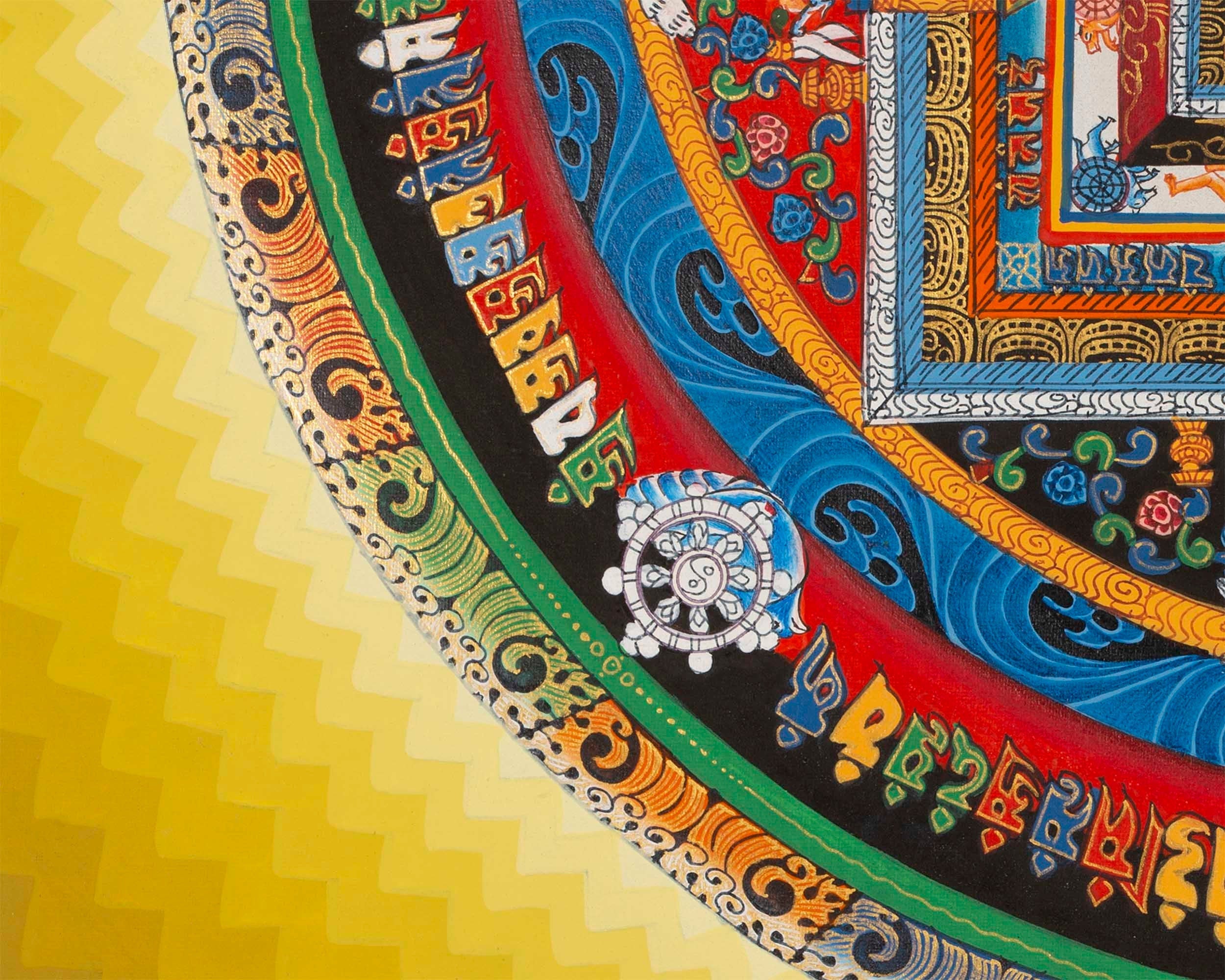 Round Halo Kalachakra Thangka | Tibetan Mandala Art | Wall Hanging Decoration