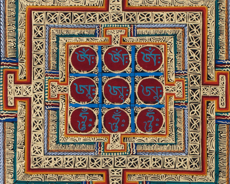 Om Mani Padme Hum Mandala Thangka | Sacred Thangka Painting for Meditation | Tibetan Wall Decoration Painting | Good Luck Art