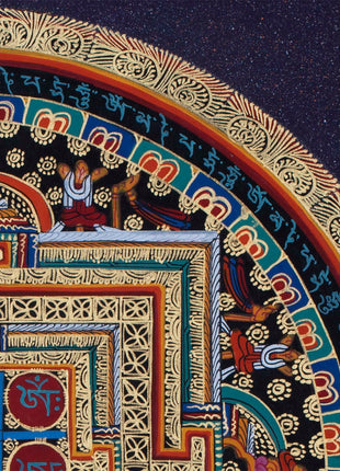 Om Mani Padme Hum Mandala Thangka | Sacred Thangka Painting for Meditation | Tibetan Wall Decoration Painting | Good Luck Art